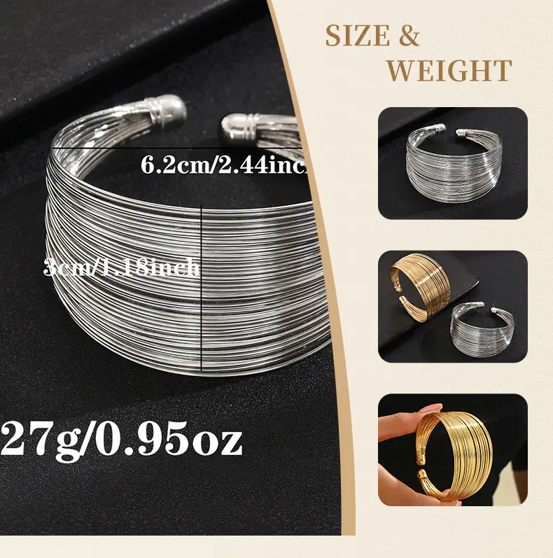 European and American New Cross-border Gold Bracelet Multi-layer Decorative Open Wide Bracelet Accessories Jewelry Ladies Personalized Jewelry — feature 1