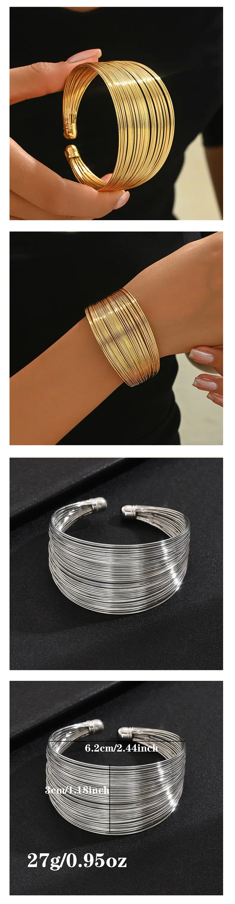 European and American New Cross-border Gold Bracelet Multi-layer Decorative Open Wide Bracelet Accessories Jewelry Ladies Personalized Jewelry — feature 8
