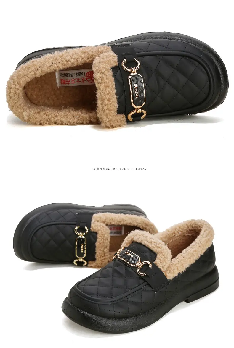 Women's Furry Shoes for Autumn and Winter, Warm Snow Boots, Old Beijing Cotton Shoes, Fleece-Lined and Thickened Slip-On Loafers with Thick Soles — feature 26