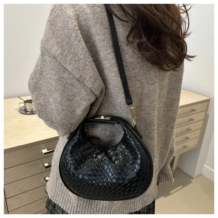 Brown Crocodile Texture Shoulder Crossbody Bag — feature 15