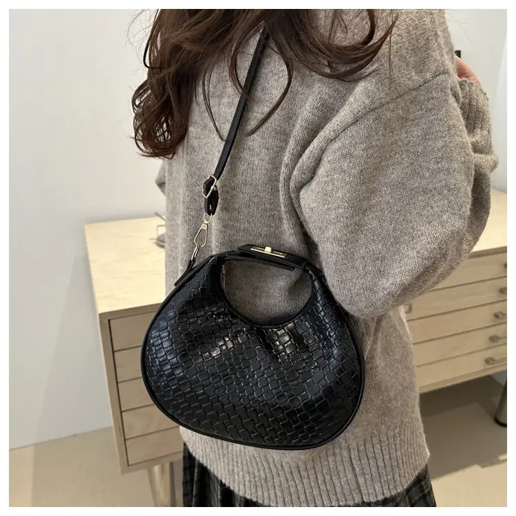 Brown Crocodile Texture Shoulder Crossbody Bag — feature 16