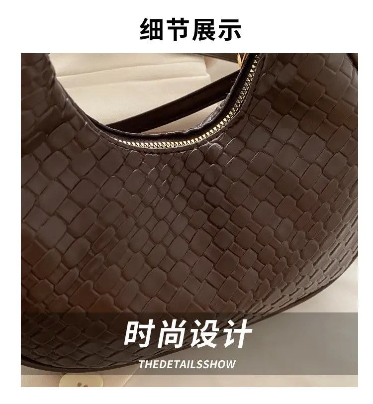 Brown Crocodile Texture Shoulder Crossbody Bag — feature 2