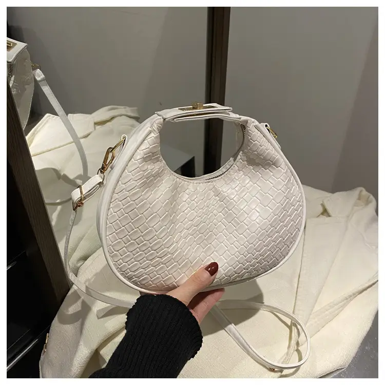 Brown Crocodile Texture Shoulder Crossbody Bag — feature 23