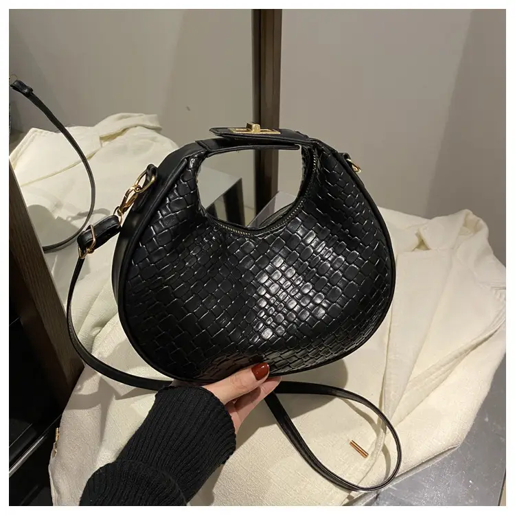 Brown Crocodile Texture Shoulder Crossbody Bag — feature 24