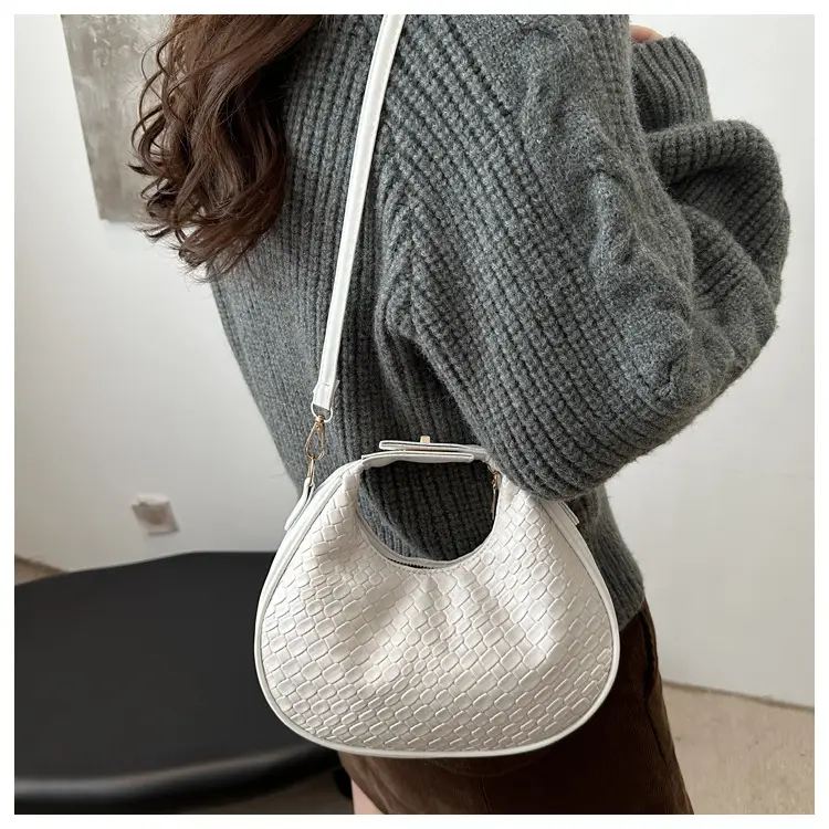 Brown Crocodile Texture Shoulder Crossbody Bag — feature 8