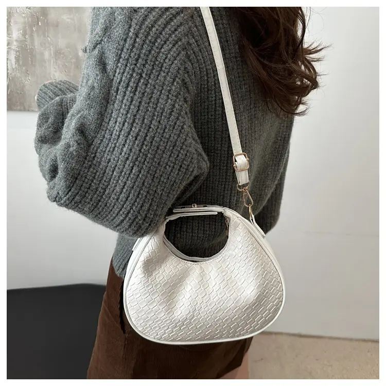 Brown Crocodile Texture Shoulder Crossbody Bag — feature 9