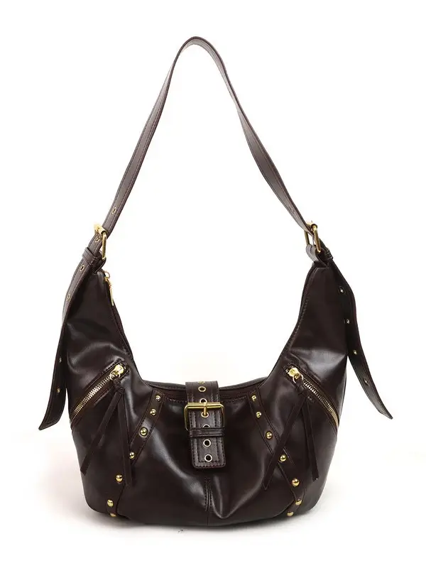 Retro Crossbody Bag Women Large Capacity Maroon 2024 - Image 8
