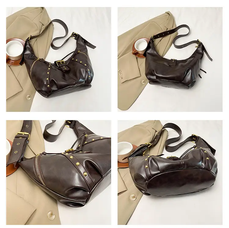 Retro Crossbody Bag Women Large Capacity Maroon 2024 — feature 10