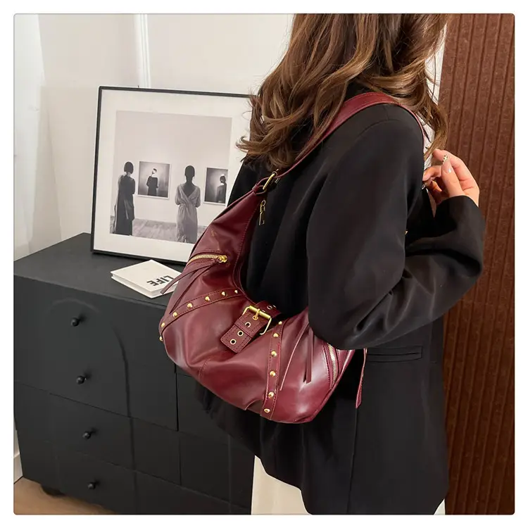 Retro Crossbody Bag Women Large Capacity Maroon 2024 — feature 13