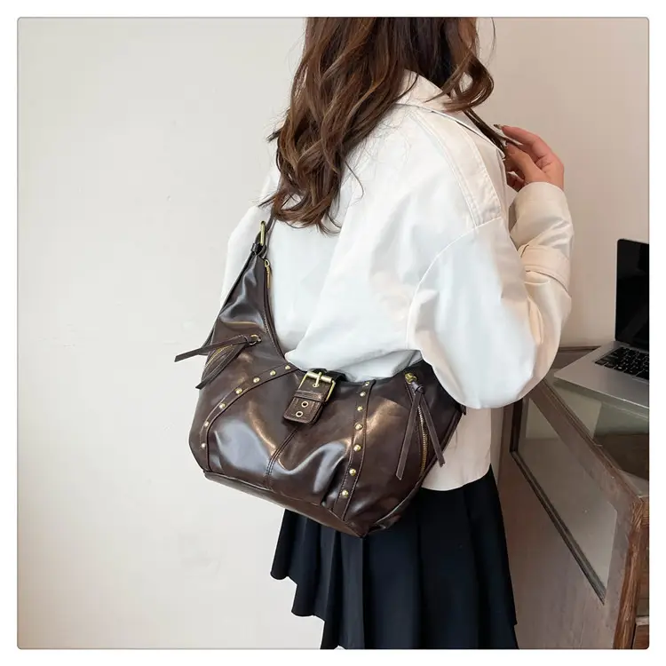 Retro Crossbody Bag Women Large Capacity Maroon 2024 — feature 16