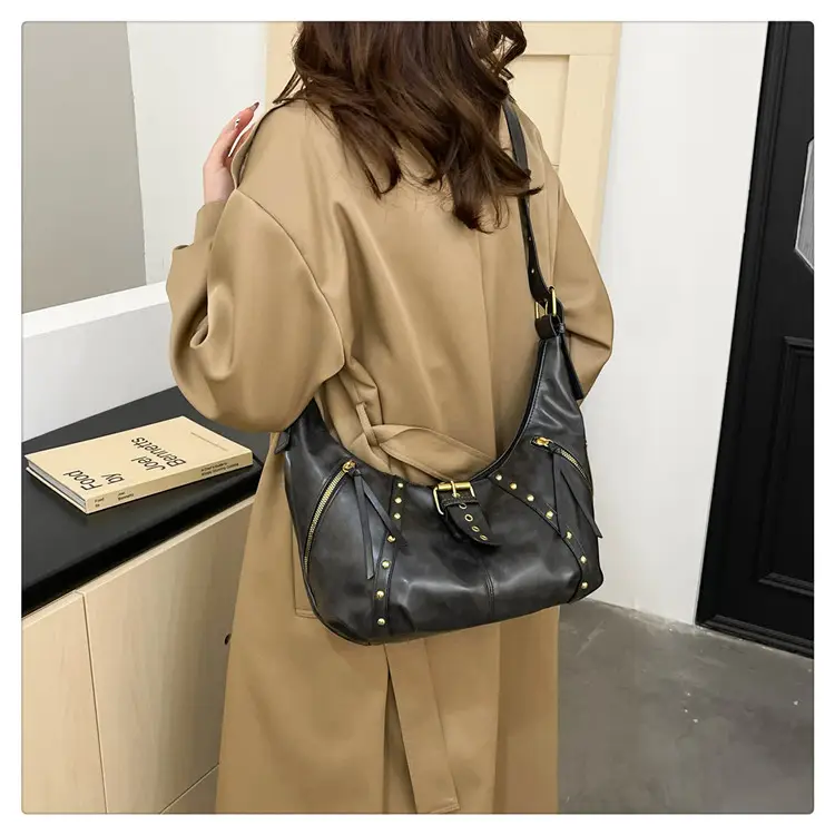 Retro Crossbody Bag Women Large Capacity Maroon 2024 — feature 21