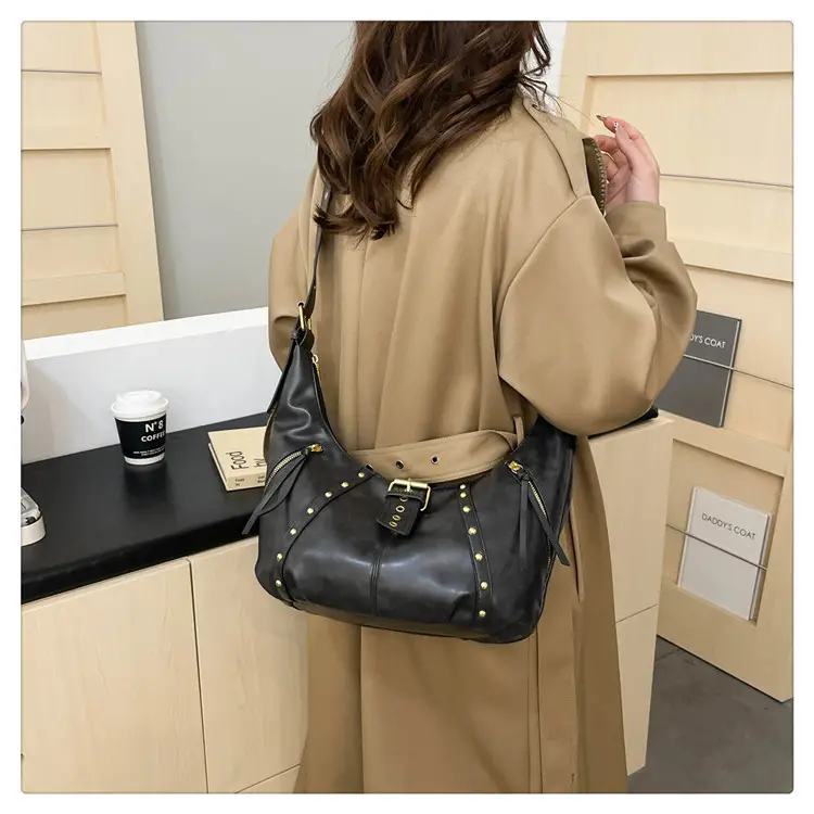 Retro Crossbody Bag Women Large Capacity Maroon 2024 — feature 22