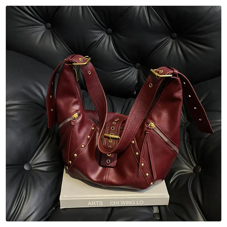 Retro Crossbody Bag Women Large Capacity Maroon 2024 — feature 23