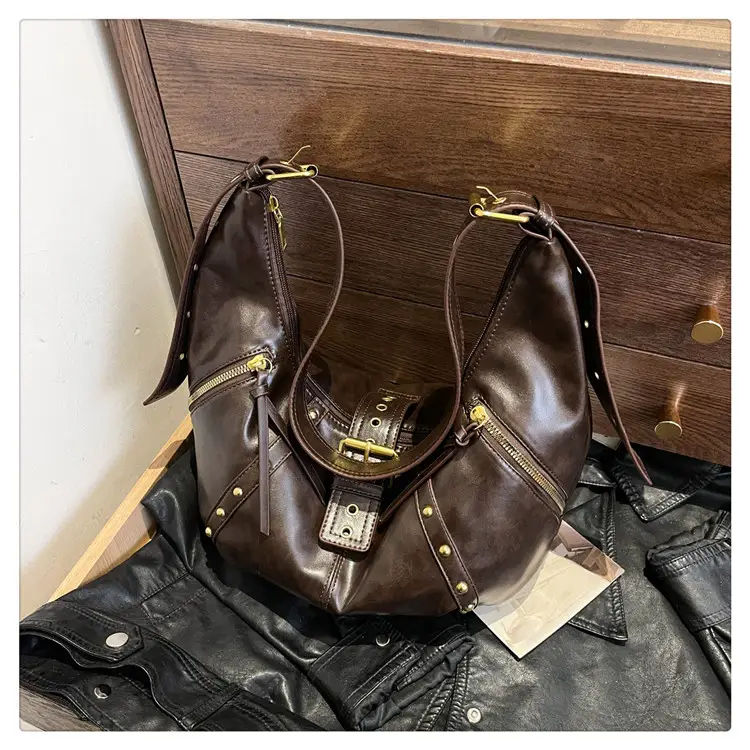 Retro Crossbody Bag Women Large Capacity Maroon 2024 — feature 29