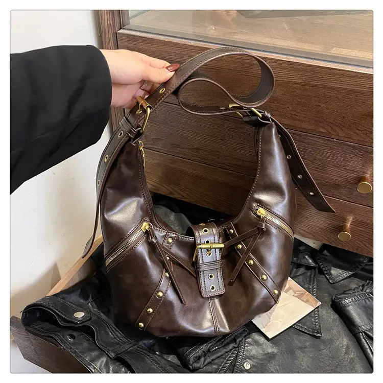Retro Crossbody Bag Women Large Capacity Maroon 2024 — feature 30