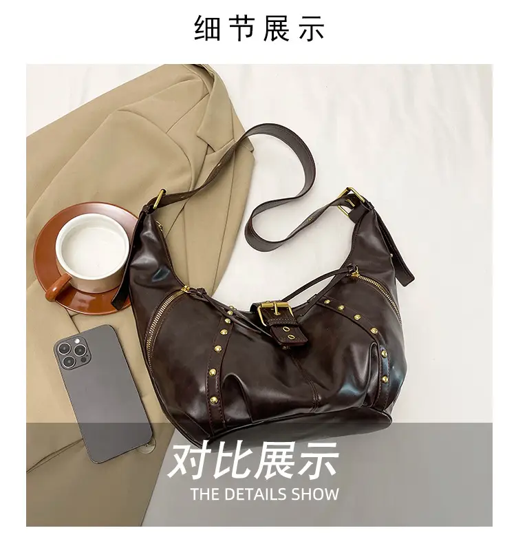 Retro Crossbody Bag Women Large Capacity Maroon 2024 — feature 4