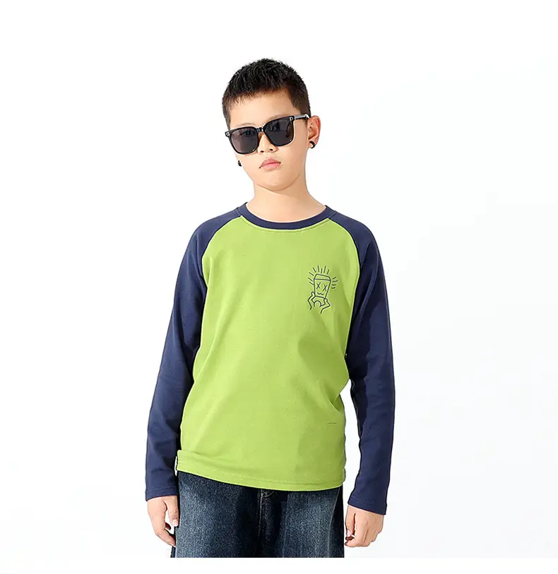 Autumn Long Sleeve T-Shirt for Boys Mint Black Graphic — feature 10