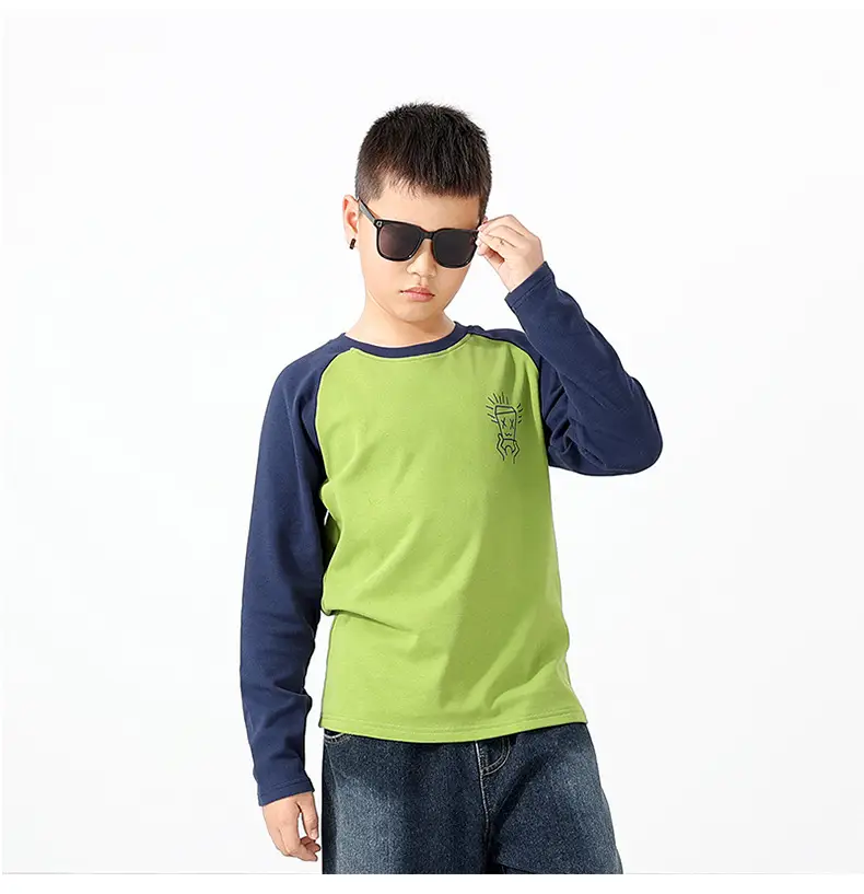Autumn Long Sleeve T-Shirt for Boys Mint Black Graphic — feature 12