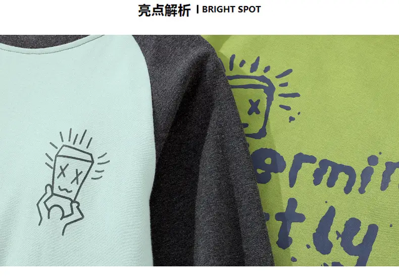 Autumn Long Sleeve T-Shirt for Boys Mint Black Graphic — feature 3