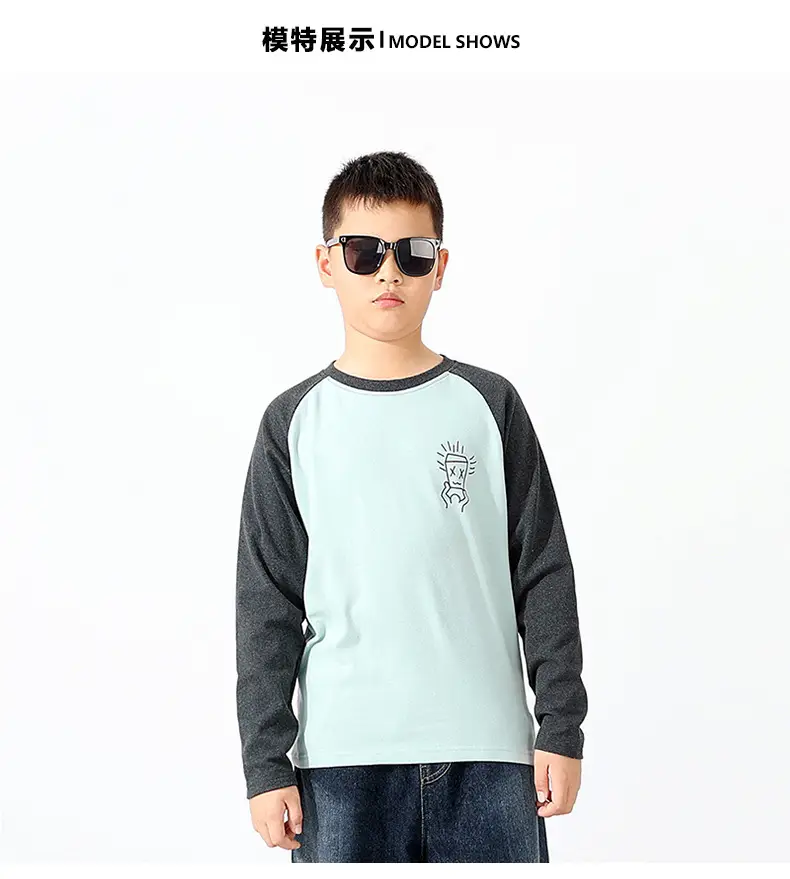 Autumn Long Sleeve T-Shirt for Boys Mint Black Graphic — feature 6