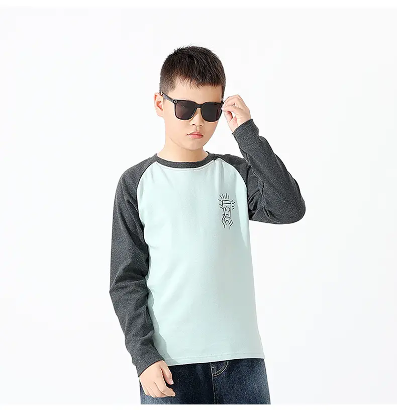 Autumn Long Sleeve T-Shirt for Boys Mint Black Graphic — feature 7