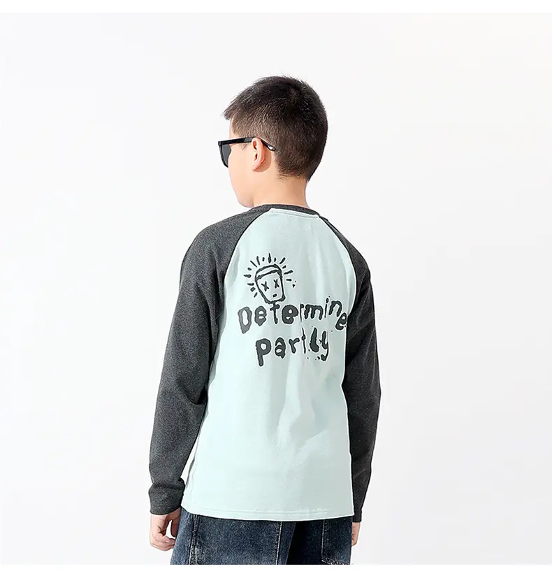 Autumn Long Sleeve T-Shirt for Boys Mint Black Graphic — feature 9