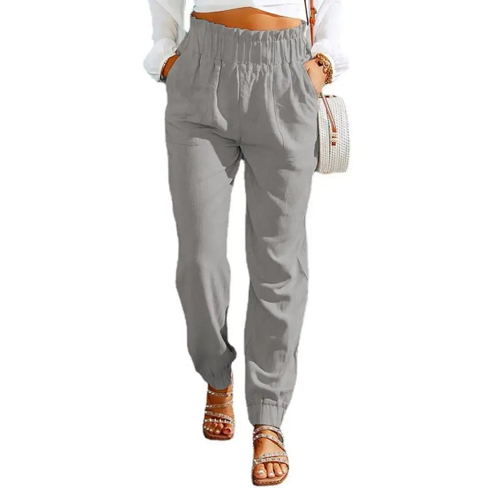 Women's Black Elastic Waist Pants Spring New - Image 3
