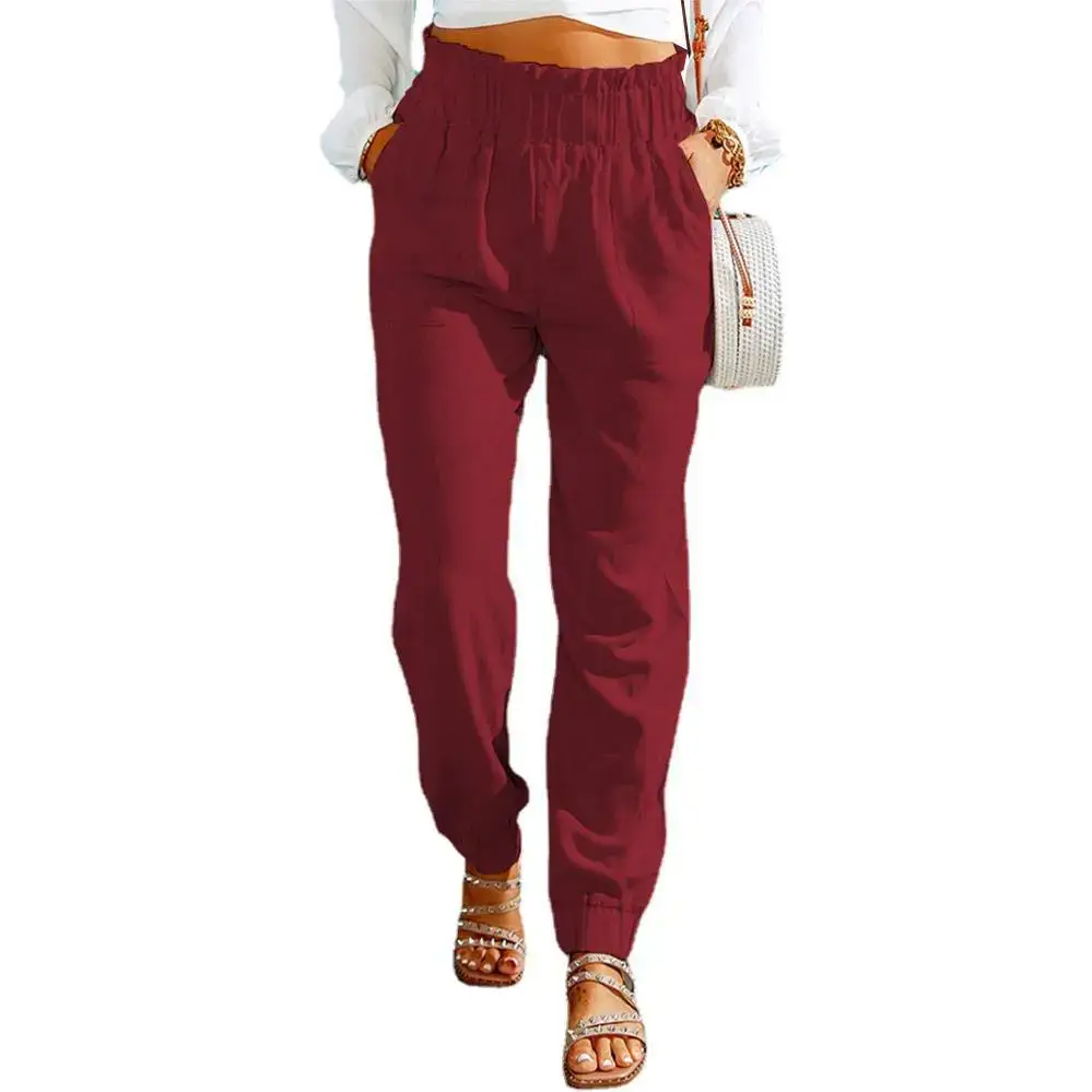 Women's Black Elastic Waist Pants Spring New - Image 4