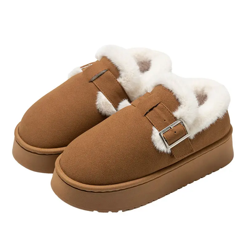 Thick-soled snow boots women's fleece-lined warm cotton shoes 2024 home winter burkan shoes women's burkan Mao shoes loafers