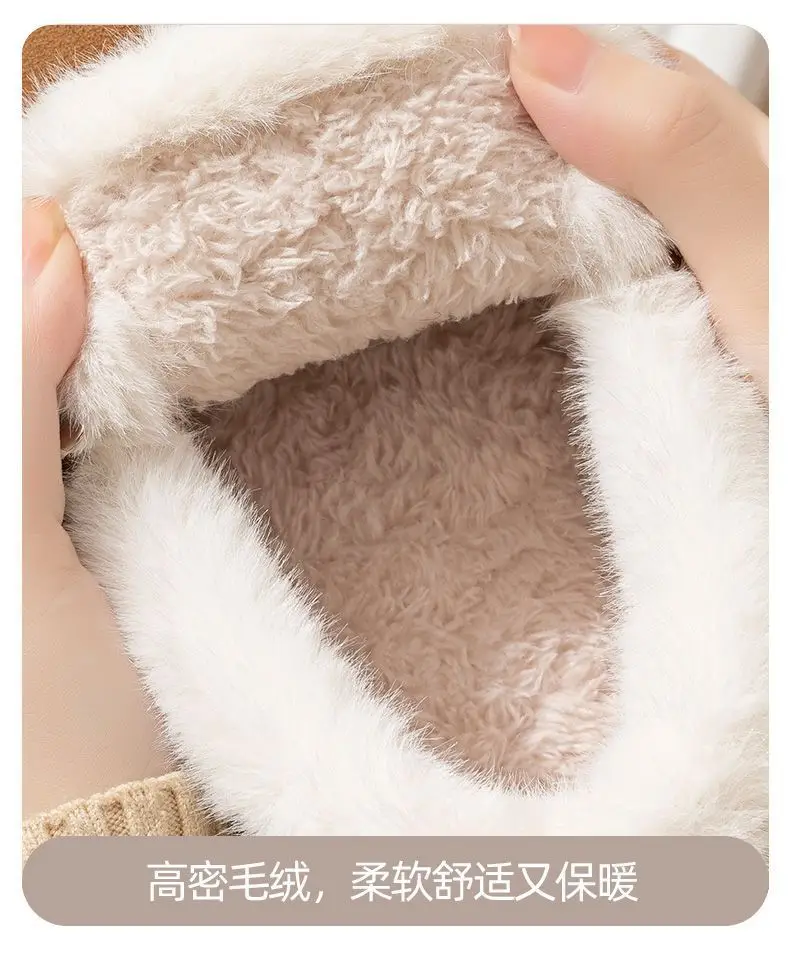 Thick-soled snow boots women's fleece-lined warm cotton shoes 2024 home winter burkan shoes women's burkan Mao shoes loafers — feature 5