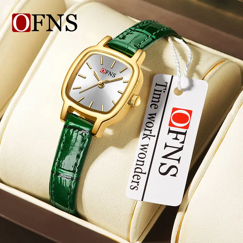 Oufani Gold Brown Leather Women's Quartz Watch