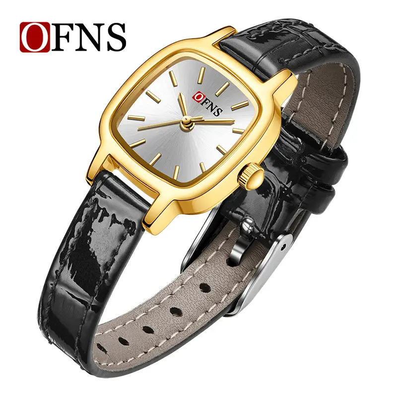 Oufani Gold Brown Leather Women's Quartz Watch