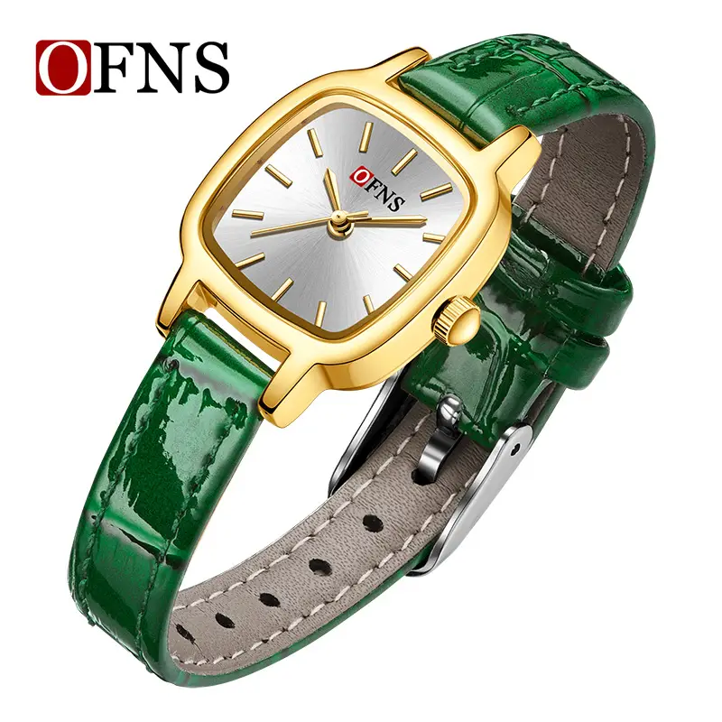 Oufani Gold Brown Leather Women's Quartz Watch
