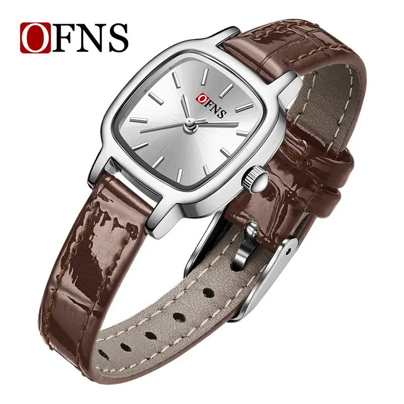 Oufani Gold Brown Leather Women's Quartz Watch