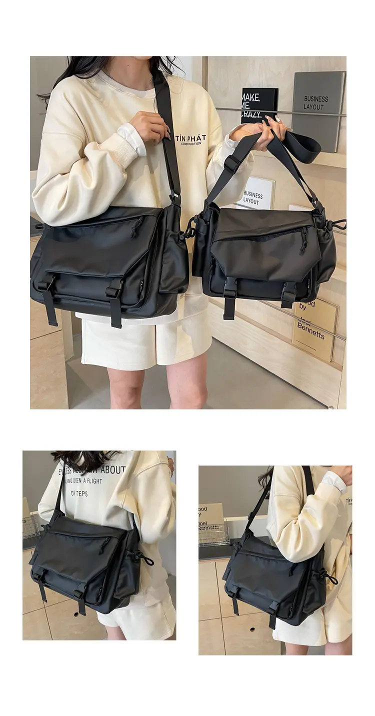 Women's Black Crossbody Bag Large Capacity Travel Bag — feature 10