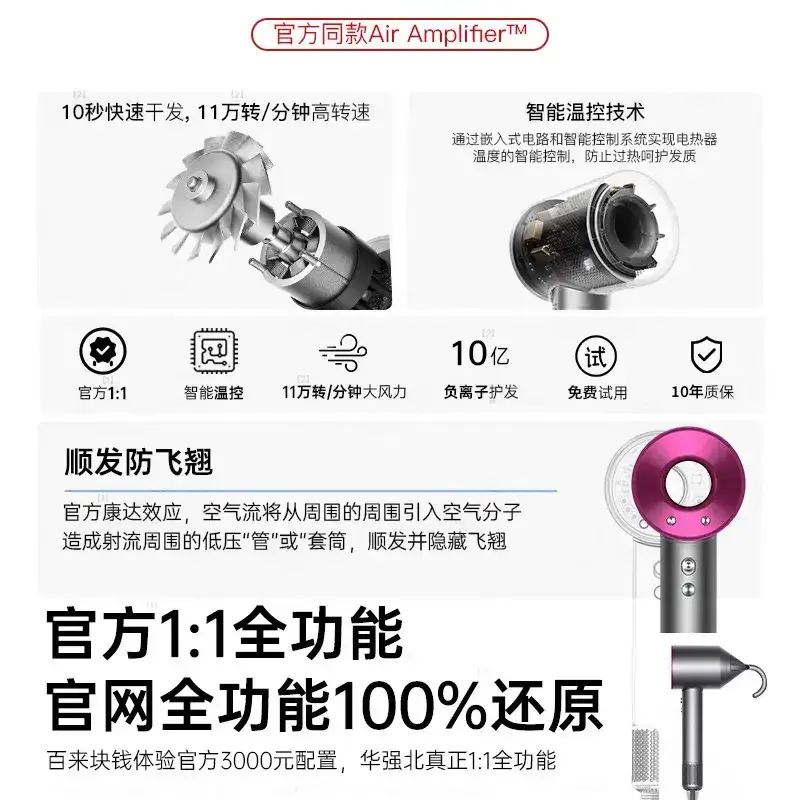 Huaqiang 200W Negative Ion Hair Dryer with Gold Filter - Image 13