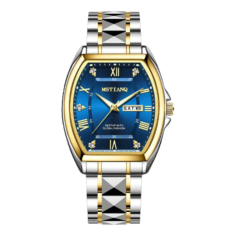 Men's Green Luminous Quartz Watch with Calendar