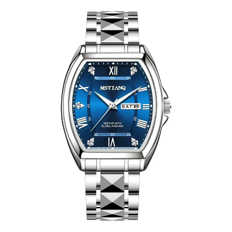 Men's Green Luminous Quartz Watch with Calendar