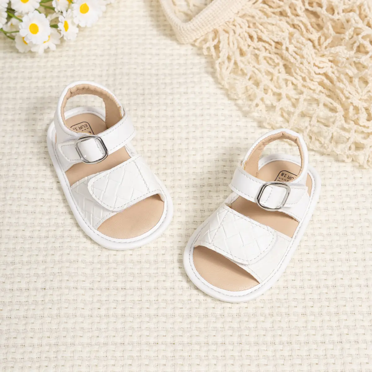 Baby Velcro Sandals Brown White Toddler Shoes