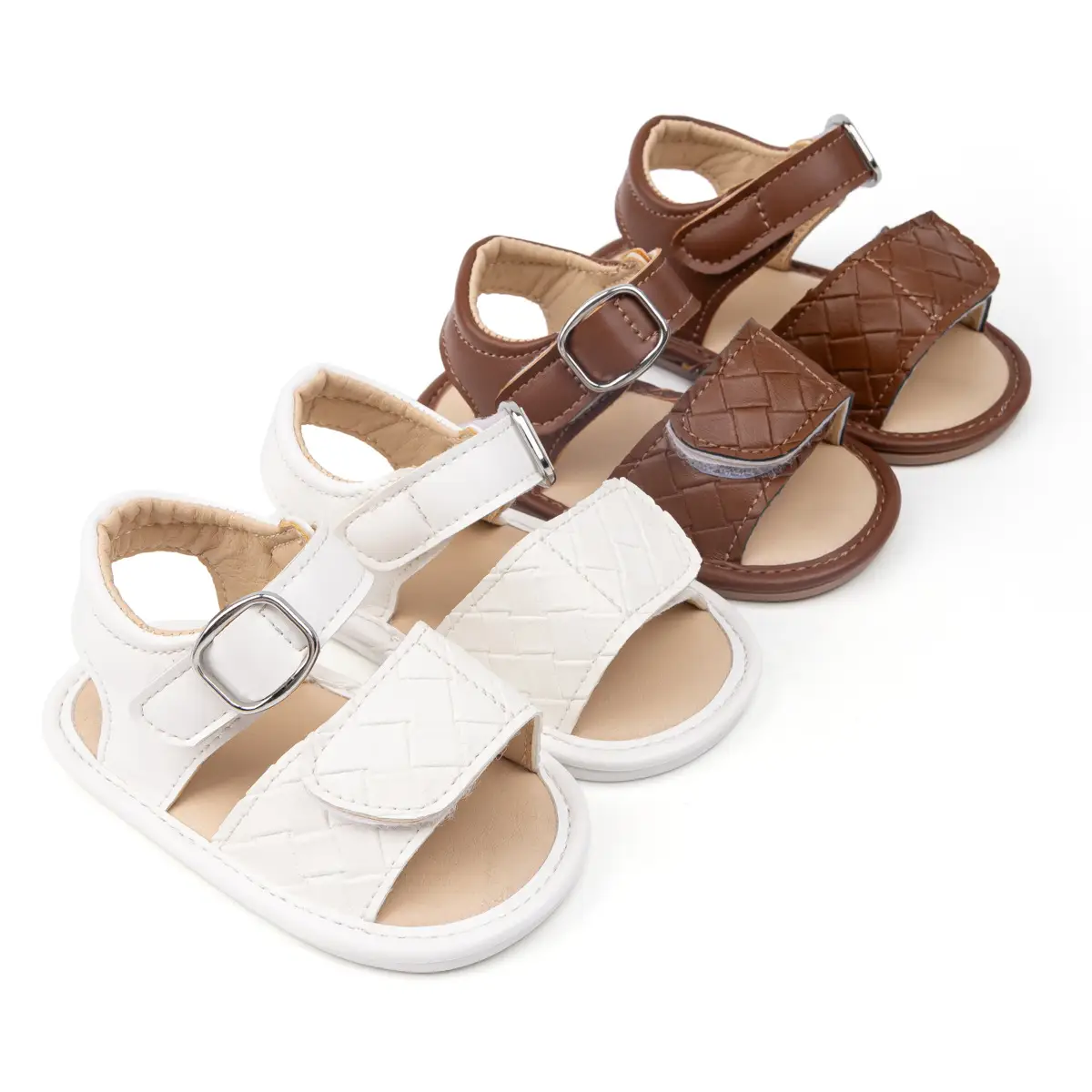 Baby Velcro Sandals Brown White Toddler Shoes