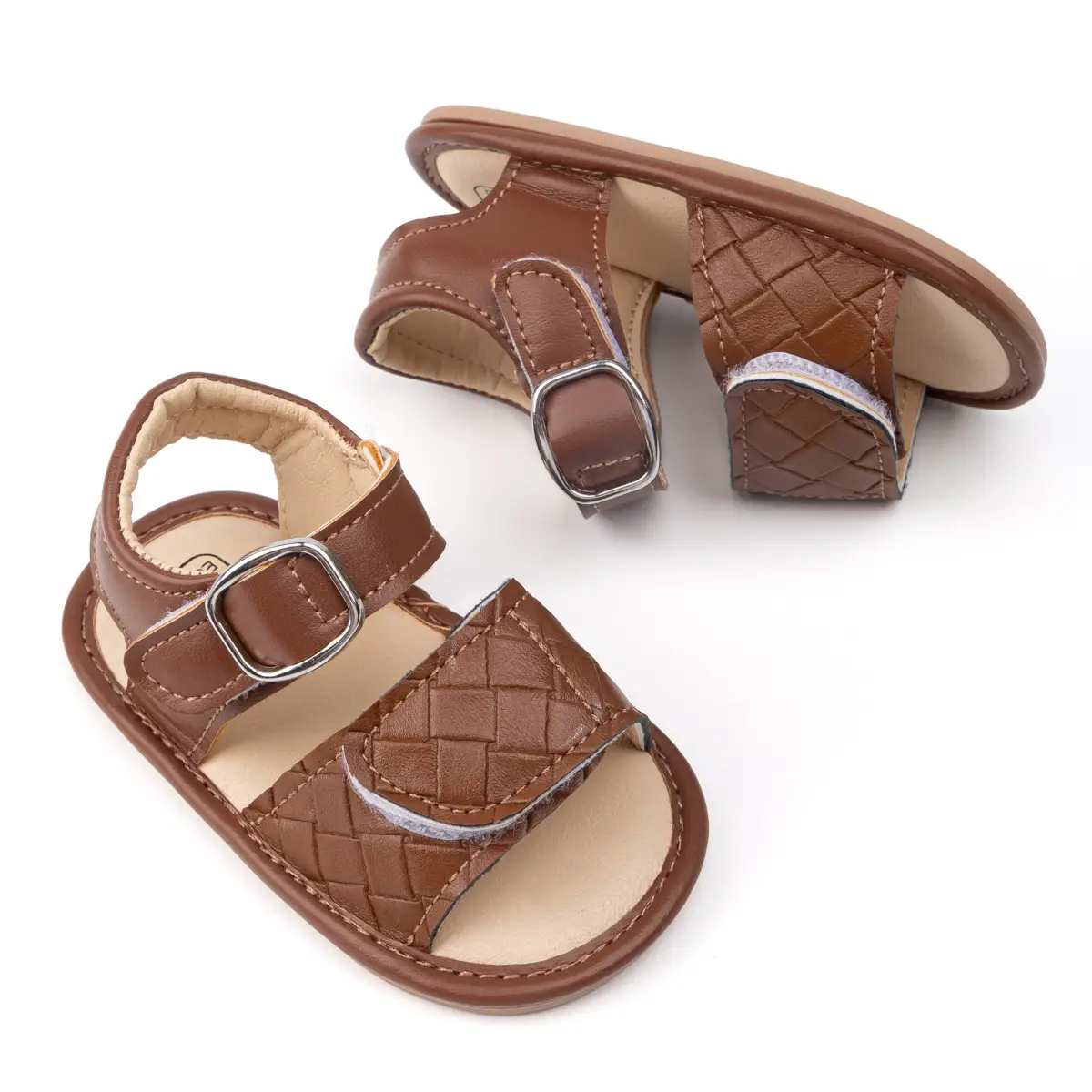 Baby Velcro Sandals Brown White Toddler Shoes — feature 15