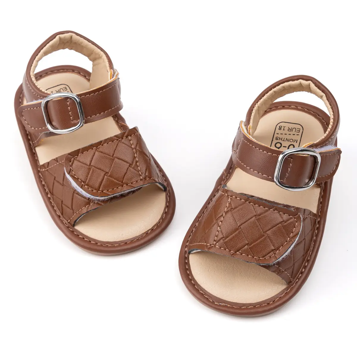 Baby Velcro Sandals Brown White Toddler Shoes