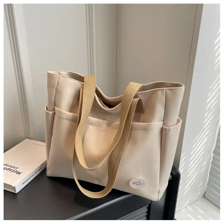 Women's Canvas Shoulder Bag Large Capacity Beige — feature 19