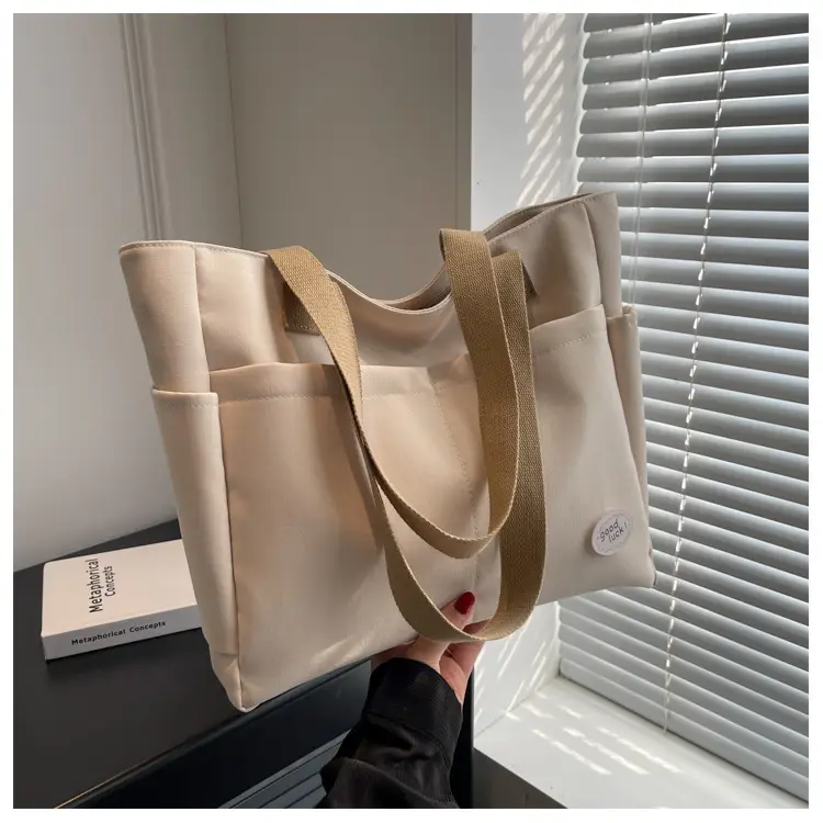 Women's Canvas Shoulder Bag Large Capacity Beige — feature 20