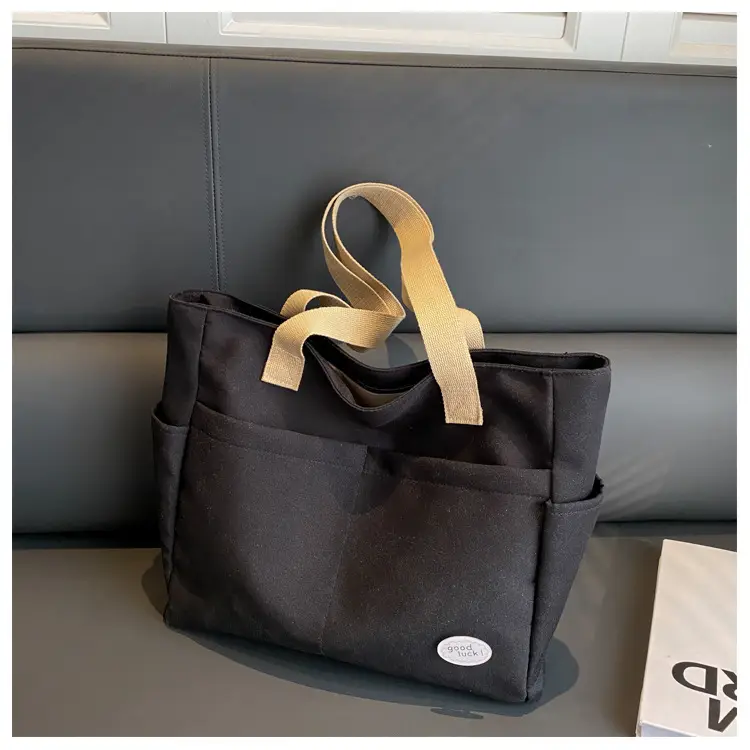 Women's Canvas Shoulder Bag Large Capacity Beige — feature 24
