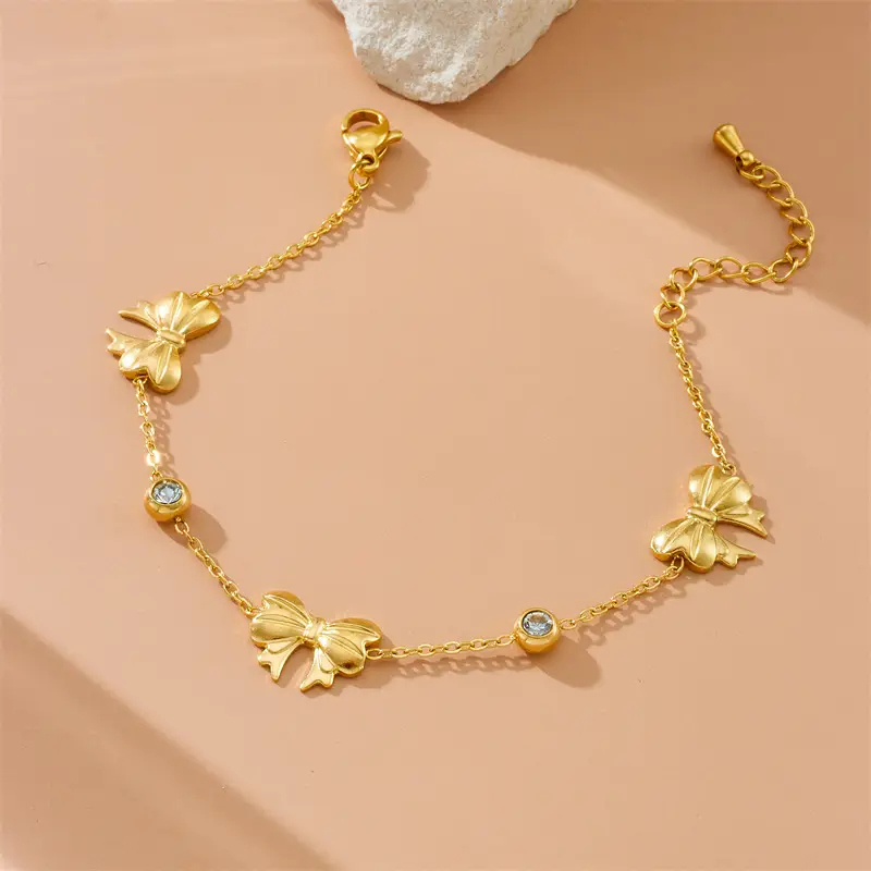 Japanese & Korean Style Gold Plated Bow Jewelry Set — feature 6