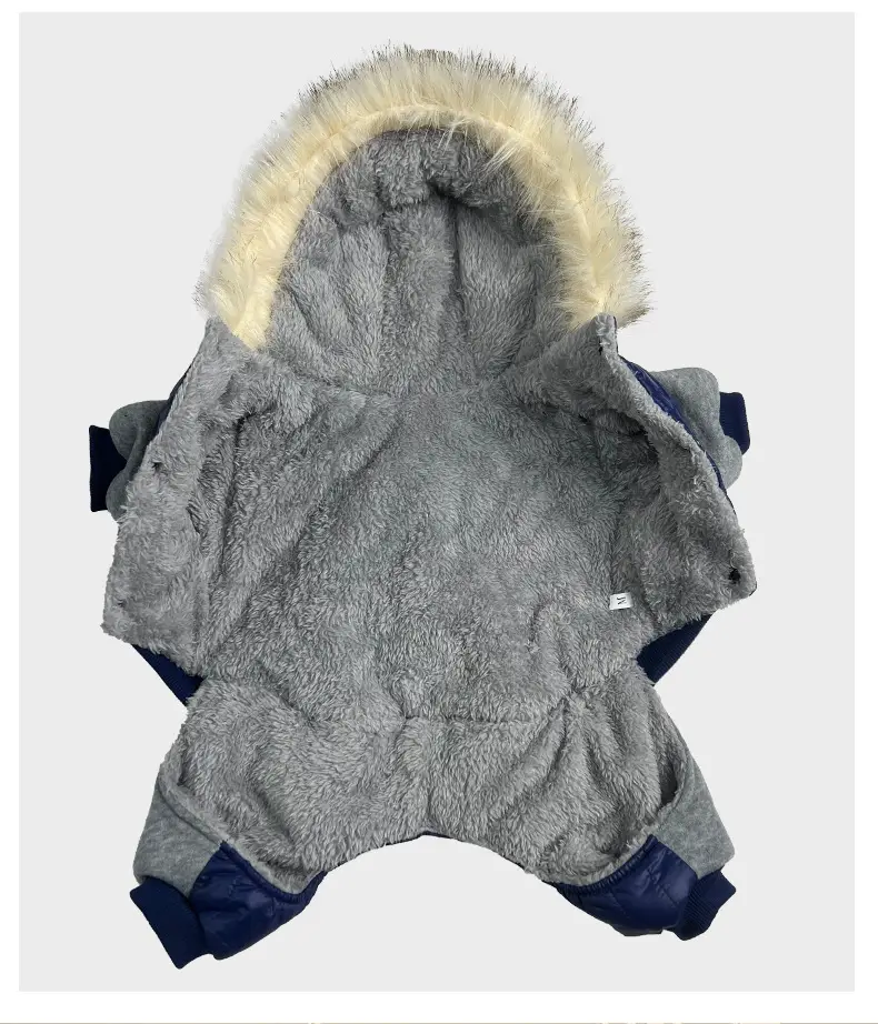 Dark Blue Quilted Dog Coat with Buckle & Four-Leg Design — feature 36