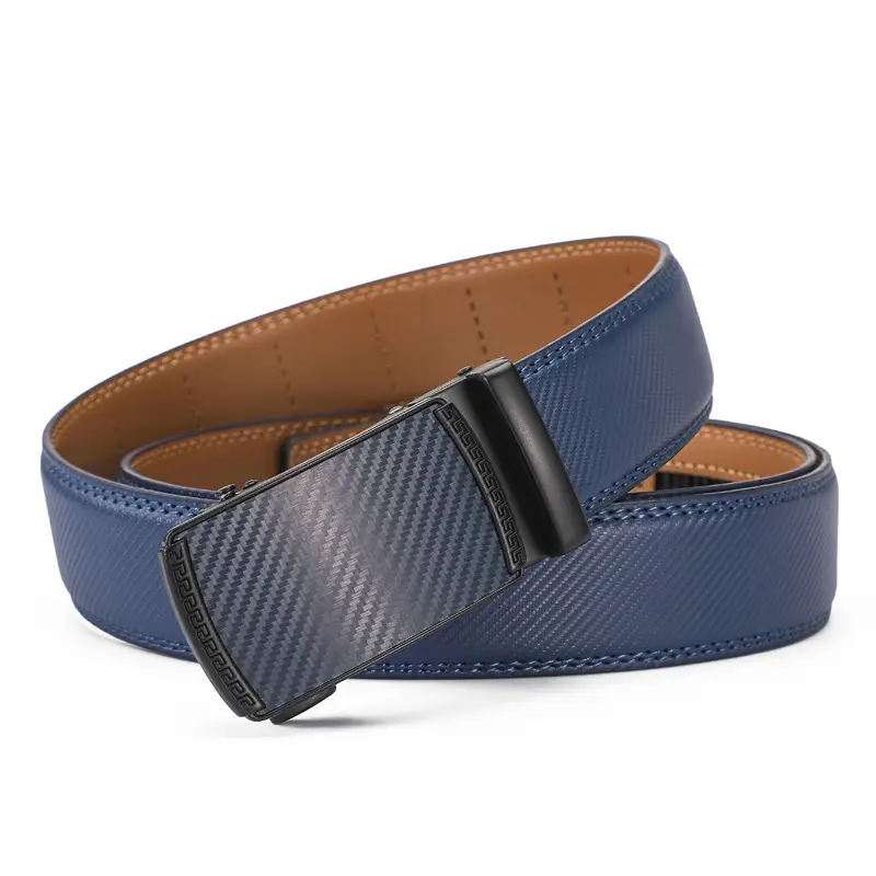Men's Brown Leather Belt with Black Buckle — feature 1
