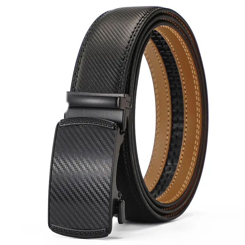 Men's Brown Leather Belt with Black Buckle — feature 12