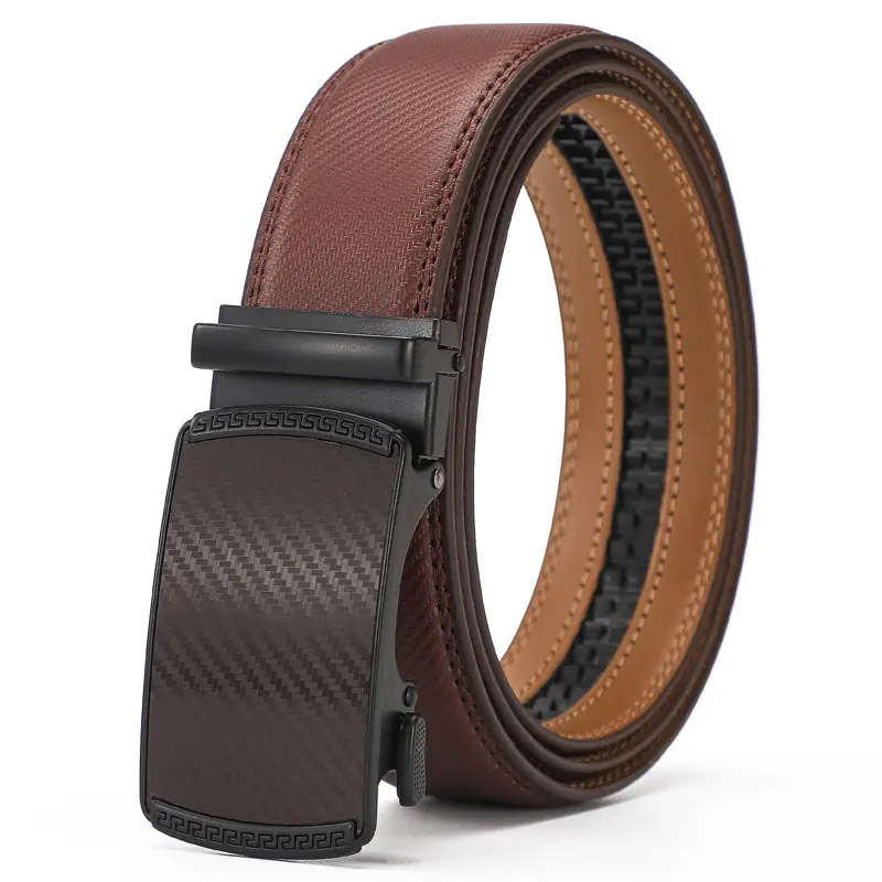 Men's Brown Leather Belt with Black Buckle — feature 14